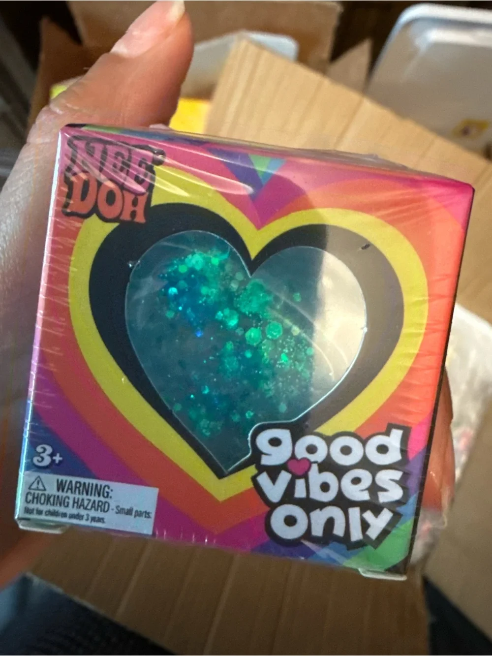 Viral Needoh Teal Holographic Heart Good Vibes Mini squishy set of 3!!!!